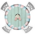 thumbnail image 1 of Funny Easter Bunny Egg Fitted Tablecloth for Round Table,Retro Wood Board Kitchen Waterproof Table Cover with Elastic Edge,Spring Farm Rabbit Circle Table Covers for Indoor Party 36-44in, 1 of 6