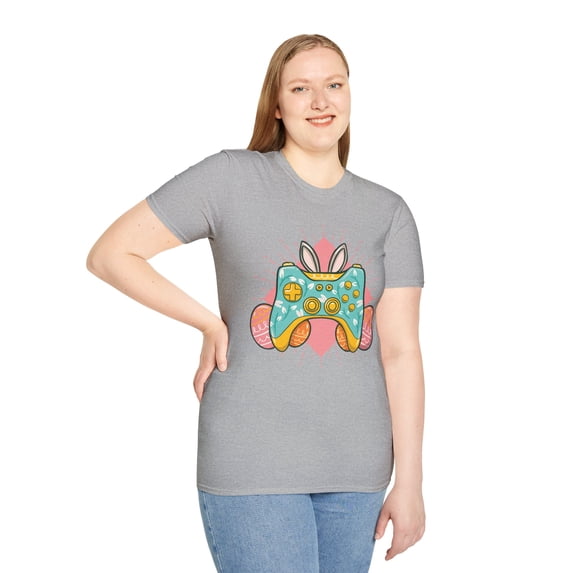 Funny Easter Bunny Gaming Pastel Colorful Eggs Graphic Tee