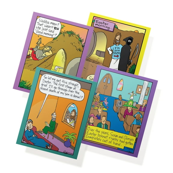 Funny Easter Cards 12 Illustrated, Blank Greeting Cards and Envelopes, 5.5 x 4.25 In. FSC-Certified, Eco-Friendly Card Set for Easter Assorted Religious Cards by Twigs