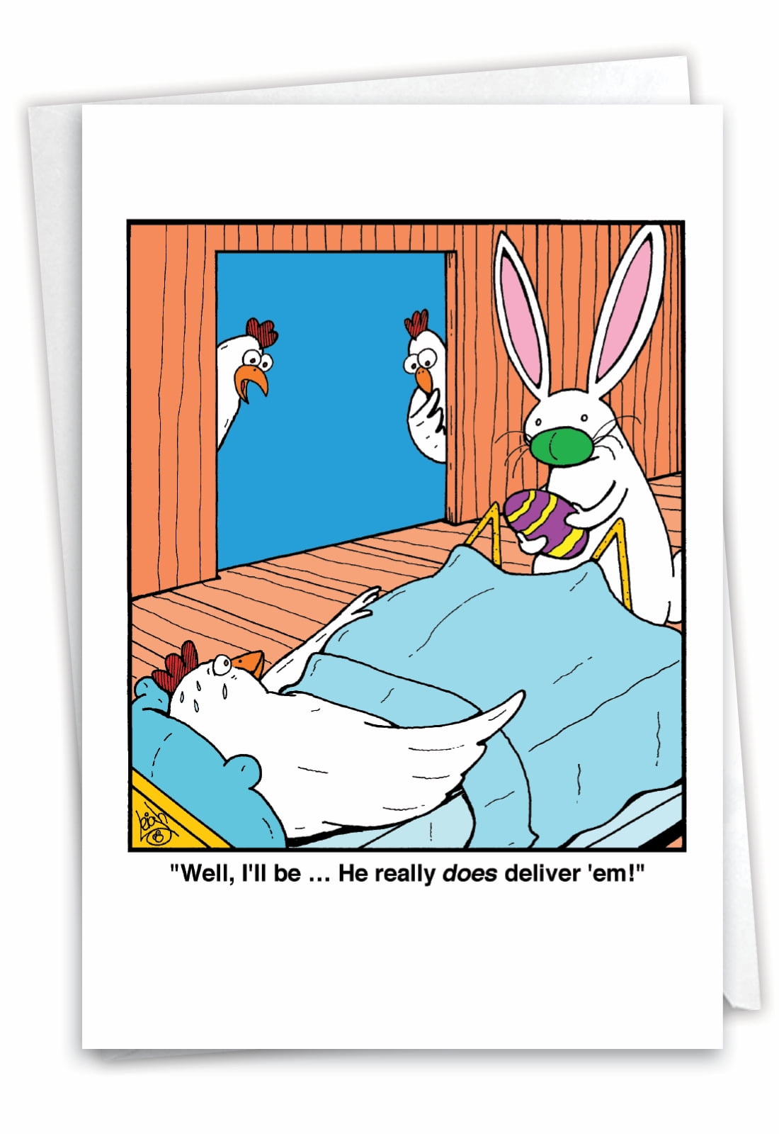 Funny Easter Greeting Card with 5 x 7 Inch Envelope - White Rabbit ...