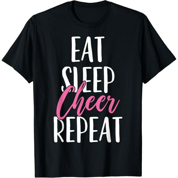 Funny Eat Sleep Cheer Repeat Design for Cheerleader Women Casual T-Shirt