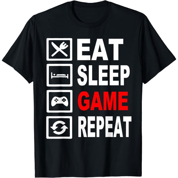 Funny Eat Sleep Game Repeat TShirt for Video Games Lovers T-Shirt