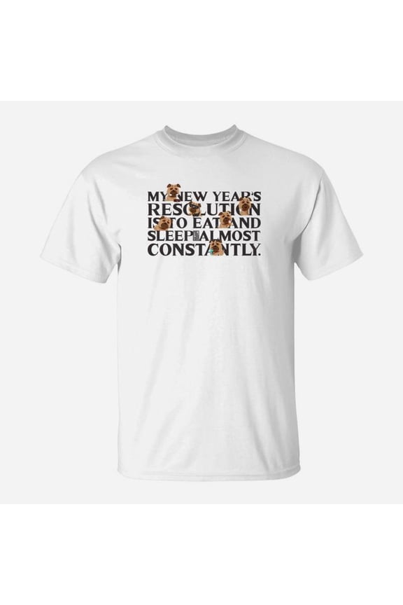 Funny Eat Sleep Lazy Pug Dog New Years Resolution TShirt