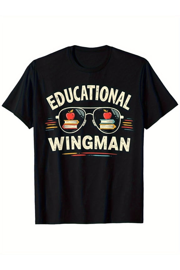 Funny Education Assistant-Shirt- Educational Pattern Print Short Sleeve Shirt, Book and Design, SM Heavy Cotton Teacher(S-)- Suitable Classroom, School Activities, Teachers Day, Casual Wear,
