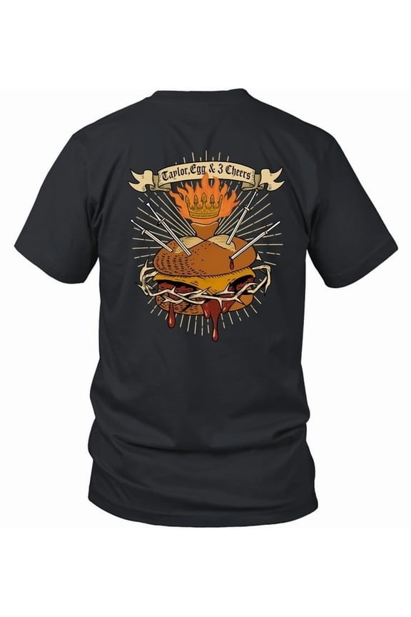 Funny Egg & Burger Retro Graphic Shirt With Cheers Theme
