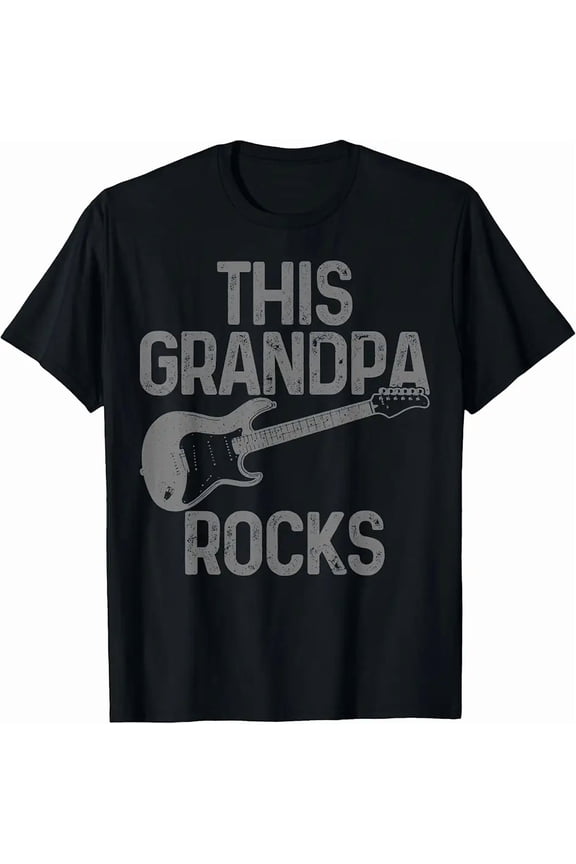 Funny Electric Guitar Rocker Men Gift for Grandpa Graphic Short Sleeve T-Shirt