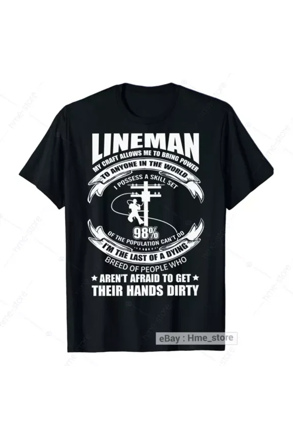 Funny Electric Lineman T-Shirt For Men Linesman Tee Gifts My Craft Bring Power
