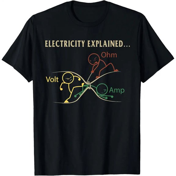 Funny Electricity Explained Electrical Engineer Science Physics Unisex T-Shirt, S - 5XL