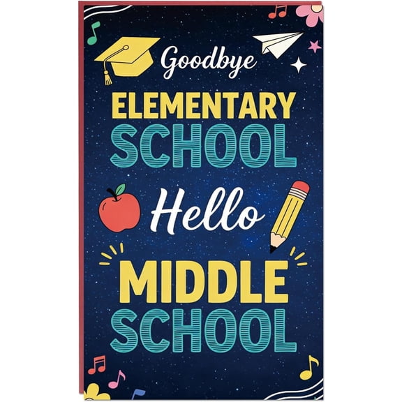 Funny Elementary Graduation Card, Congratulation Card for 5th 6th Grade Graduates, Goodbye Elementary School, Hello Middle School, Congrats Grad Card for Boys Girls Son Daughter Student Granddaughter