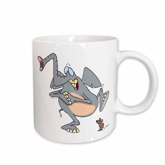 3drose, Funny Elephant Afraid of Mouse, 11oz Mug