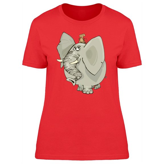 Funny Elephant And Mouse T-Shirt Women -Image by Shutterstock, Female Medium