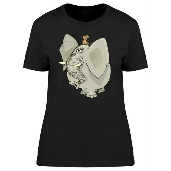 Funny Elephant And Mouse T-Shirt Women -Image by Shutterstock, Female XX-Large