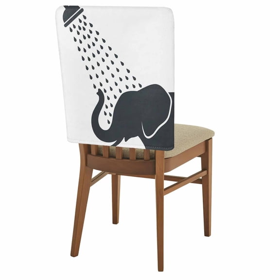 Funny Elephant Chair Covers Set of 2 Elephant Bathing Shower Animal Silhouette Chair Back Covers Stretch Removable Washable Slipcovers Protector for Dining Room Kitchen Party Decor