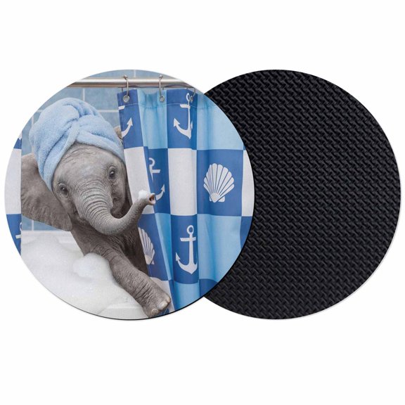 Funny Elephant Coasters Set of 2, Absorbent Coasters for Drinks, Cute Art Modern Lovely Animals on Showering Coaster for Desk Coffee Table Protection, Home Decor House Warming Gifts 4"
