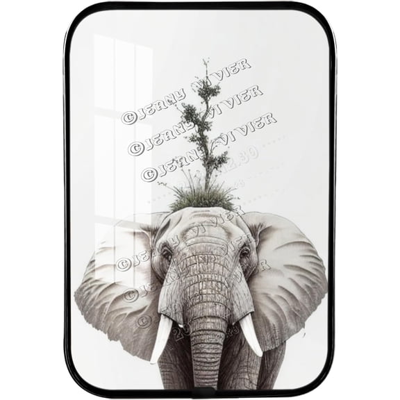 Funny Elephant Framed Wooden Wall Art, Safari Animal Nursery Wall Decor, Crystal Porcelain Painting, Inspirational Quotes, Jungle Picture, Elephant Gifts Black Framed Art 12x8 inches