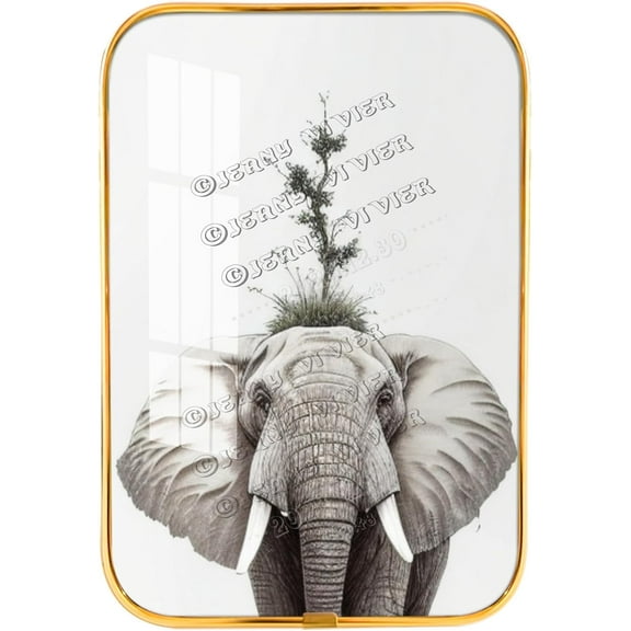 Funny Elephant Framed Wooden Wall Art, Safari Animal Nursery Wall Decor, Crystal Porcelain Painting, Inspirational Quotes, Jungle Picture, Elephant Gifts Gold Framed Art 12x8 inches
