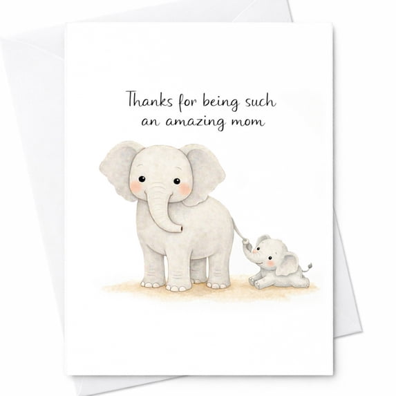 Funny Elephant Mother's Day Card With Poem For Spring
