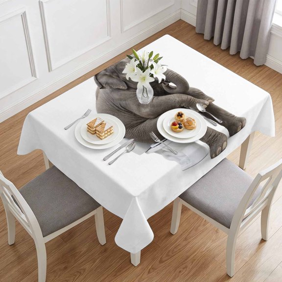 Funny Elephant on Toilets Table Cloth 60x84in, Waterproof Rectangle Tablecloth Wipeable Tablecloths Abstract Animal Table Covers for Dining Tables Party Indoor Outdoor