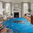 thumbnail image 1 of Funny Elephants Diving Washable Living Room Rugs 5'x8', Seafloor Corals Fish Oceans Modern Low Pile Throw Large Area Rug Non-Slip Sturdy Edge Binding Carpet for Living Room Kitchen Office, 1 of 9