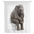 thumbnail image 1 of Funny Elephants Sheer Curtains 45 Inches Long, Cute Art Fun Lovely Animals on Toilets Light Filering Curtains, Breathable Simi Curtain Privacy Drapes for Kitchen Bathroom Small Window Treatment, 1 of 9