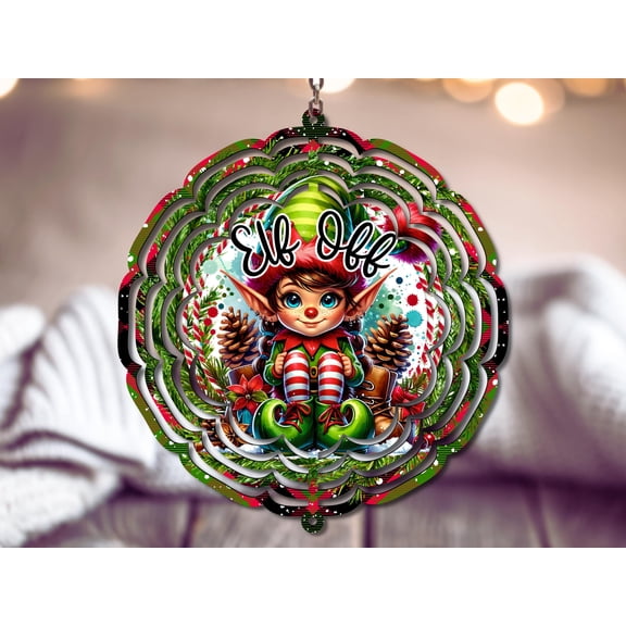 Funny Elf Christmas 3D Wind Spinner Holiday Kinetic Garden Yard Decor