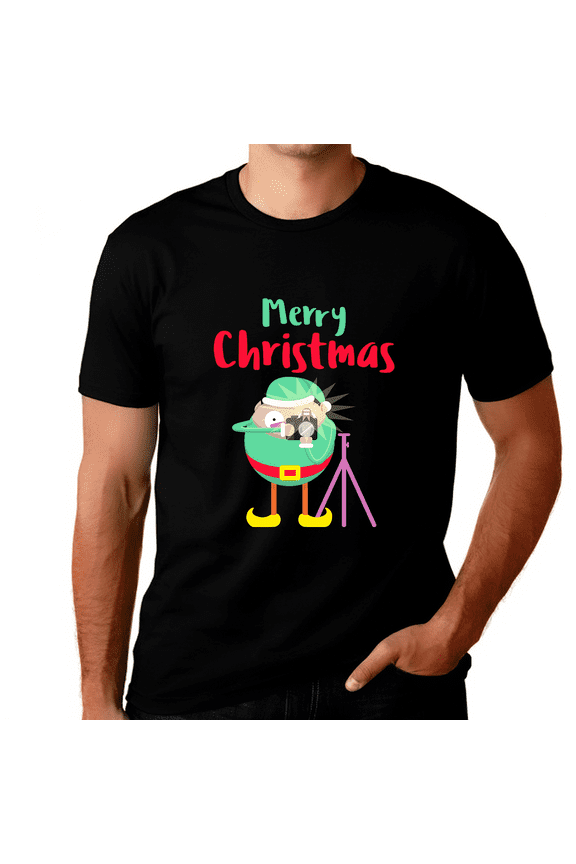 Funny Elf Christmas PJs Funny Christmas Shirts for Men Plus Size Christmas T-Shirt Mens Christmas Shirt