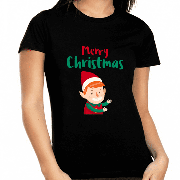 Funny Elf Plus Size Christmas Pajamas for Women Plus Size Christmas TShirts Funny Womens Christmas Shirt