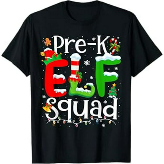 Funny Elf Squad Pre-k Teacher Christmas Child Xmas T-Shirt