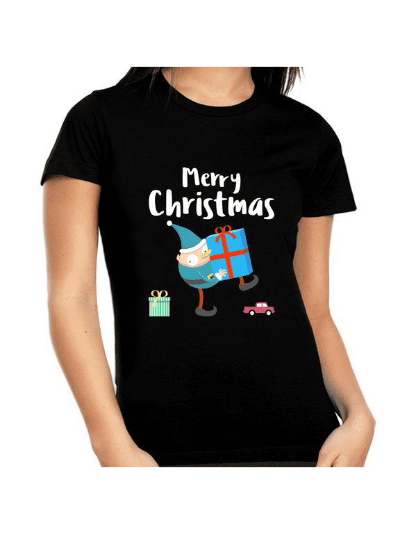 Funny Elf Womens Christmas PJs Funny Plus Size Christmas Shirts for Women Plus Size Christmas T Shirt