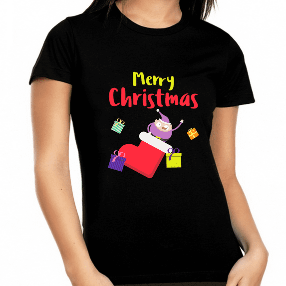 Funny Elf Womens Christmas Pajamas Funny Plus Size Christmas Shirts for Women Plus Size Funny Christmas PJs