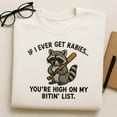 thumbnail image 1 of Funny Embroidered Rabies Raccoon Sweatshirt, Trash Panda Shirt with Bat, Hilarious Raccoon Lover Gift, Sarcastic Animal Top, Cream Crewneck, 1 of 4
