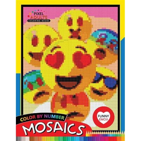 Funny Emoji Mosaic: Pixel Adults Coloring Books Color by Number (Paperback)