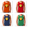 thumbnail image 1 of Funny Emoji Smoking Print Design Tank Top Mens Outfit Soft and Comfy Tank Top, Lightweight Tank Top Color Orange Small, 1 of 3