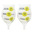 thumbnail image 1 of Funny Emoji Wine Glasses - Set of 2 - Good Day Bad Day Don't Ask, 1 of 2
