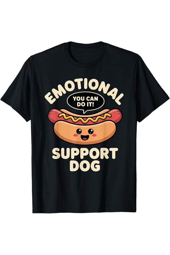 Funny Emotional Support Dog Hot Dog Kawai Motivational Shirt T-Shirt