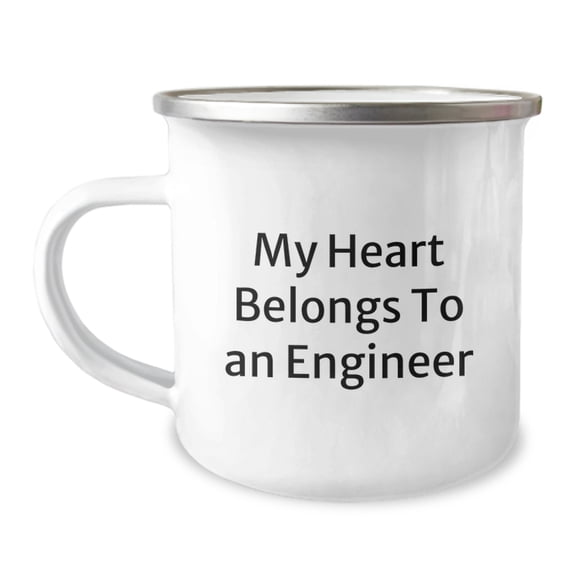 Funny Engineer Gifts - 'My Heart Belongs To An Engineer' Camping Mug for Graduation