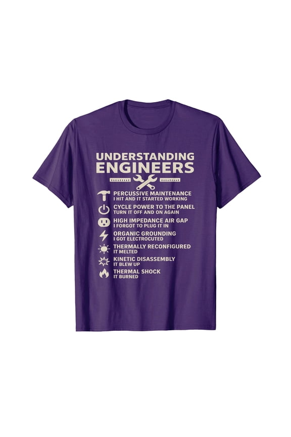 Funny Engineer T-Shirt with Troubleshooting Icons - Perfect Gift for STEM Graduates