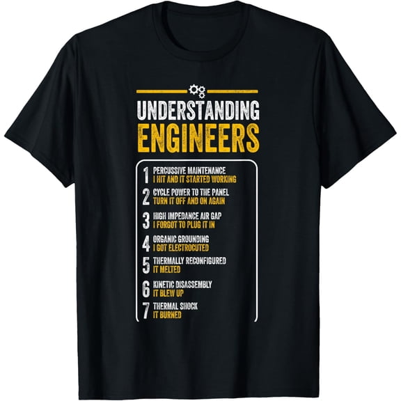 Funny Engineering Design - Unisex-Adults T-Shirt - Black - Small - Short Sleeve - Modern Straight Fit - Humorous Engineering Design