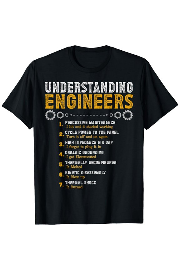 Funny Engineering Technical Definitions Humor Mechanic Gift Men Short Sleeve Tee