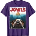 thumbnail image 1 of Funny English Bulldog Jowls Burger Dog Mom Dad Softstyle Unisex T-Shirt,Purple Color,Size YXS, 1 of 5