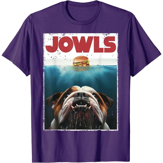 Funny English Bulldog Jowls Burger Dog Mom Dad Softstyle Unisex T-Shirt,Purple Color,Size YXS