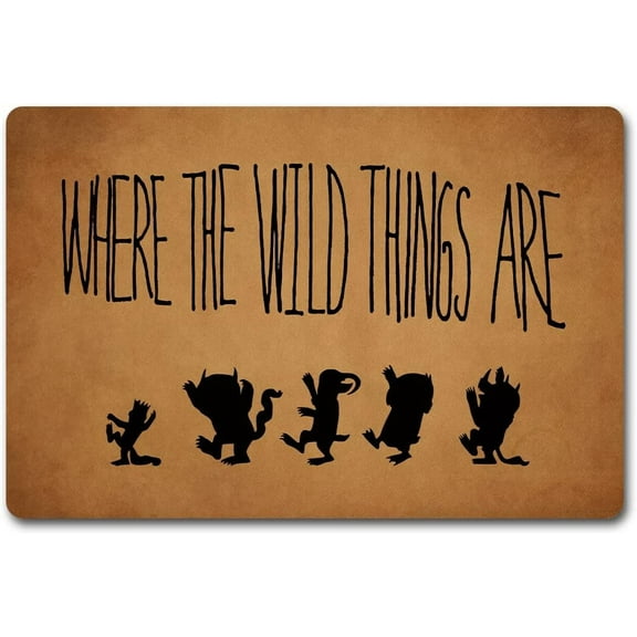 Funny Entry Rugs for Inside House Decor Indoor Rubber Doormat Where The Wild Things are Personalized Monogram Kitchen Rugs and Mats with Anti-Slip Rubber Back Novelty Gift Mat 2416 Inches