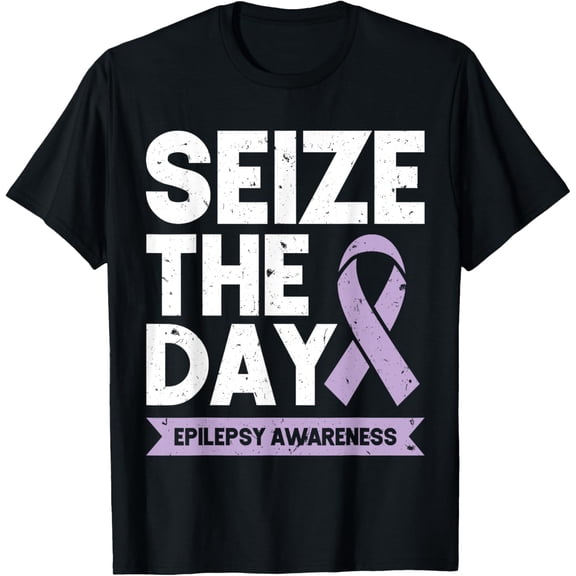 Funny Epilepsy Awareness Seize The Day Ribbon T-Shirt