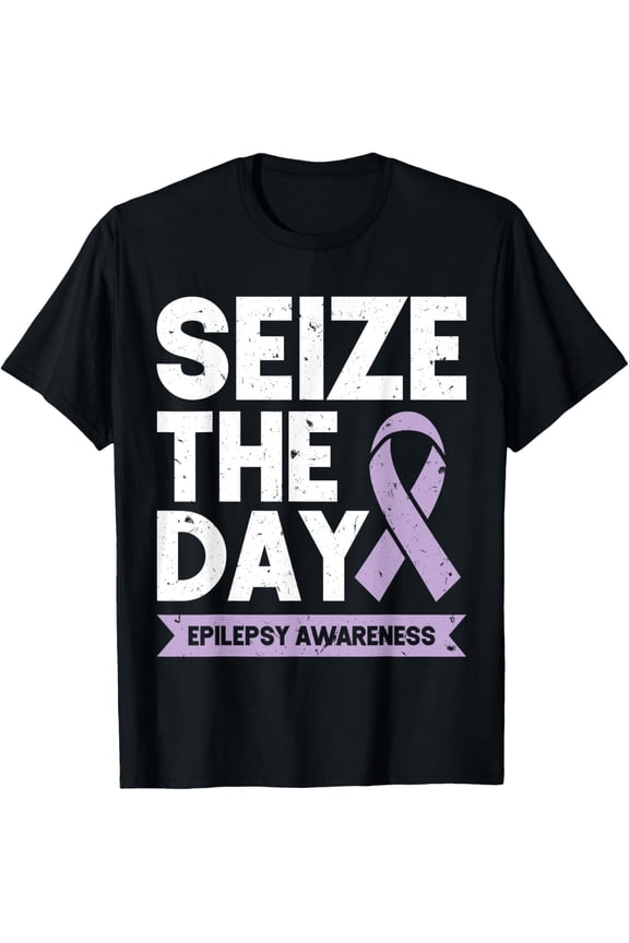 Funny Epilepsy Awareness Seize The Day Ribbon T-Shirt