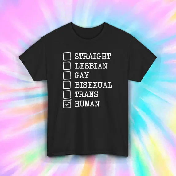 Funny Equality Human Checklist Pride Inclusion Support Graphic Unisex T-Shirt, up to size 5XL