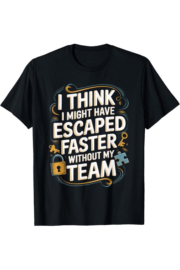 Funny Escape Room T-Shirt Sarcastic Team Building Graphic Tee Retro Puzzle Game Apparel for Men and Women
