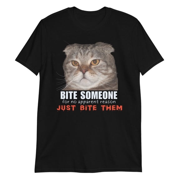 Funny Evil Cat T-Shirt, Cat Bite Graphic Tee, Crazy Cat Lady Gift, Cute Cat Lover Shirt for Women