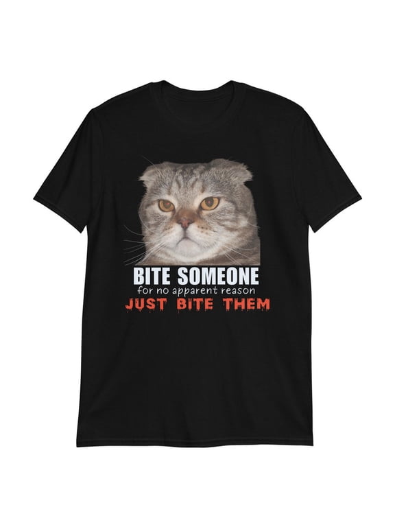 Funny Evil Cat T-Shirt, Cat Bite Graphic Tee, Crazy Cat Lady Gift, Cute Cat Lover Shirt for Women