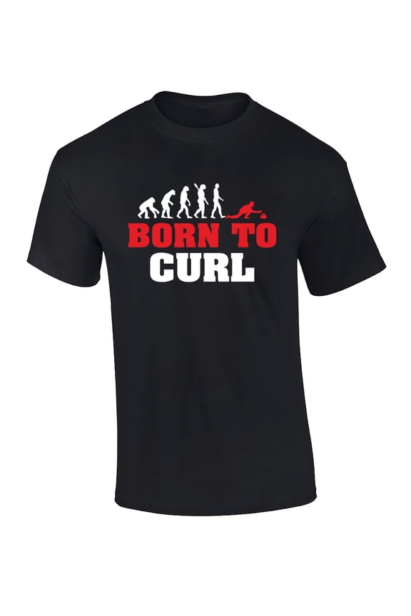 Funny Evolution Olympic Sport Born to Curl Graphic Short Sleeve T-shirt-6xl Black