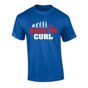 Funny Evolution Olympic Sport Born to Curl Graphic Short Sleeve T-shirt-Royal-Small